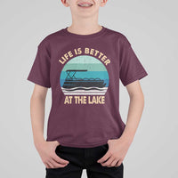 Funny Lake Life T Shirt For Kid Vintage Life is Better at The Lake Pontoon Boat - Wonder Print Shop