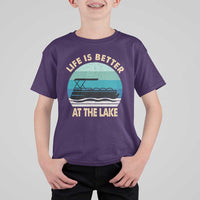 Funny Lake Life T Shirt For Kid Vintage Life is Better at The Lake Pontoon Boat - Wonder Print Shop