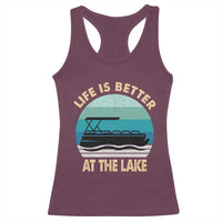 Funny Lake Life Racerback Tank Top Vintage Life is Better at The Lake Pontoon Boat - Wonder Print Shop