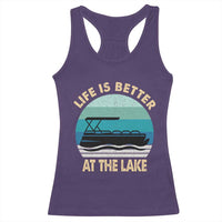 Funny Lake Life Racerback Tank Top Vintage Life is Better at The Lake Pontoon Boat - Wonder Print Shop