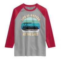 Funny Lake Life Raglan Shirt Vintage Life is Better at The Lake Pontoon Boat - Wonder Print Shop