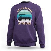 Funny Lake Life Sweatshirt Vintage Life is Better at The Lake Pontoon Boat - Wonder Print Shop