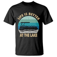 Funny Lake Life T Shirt Vintage Life is Better at The Lake Pontoon Boat - Wonder Print Shop
