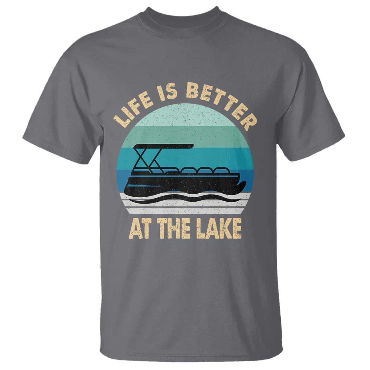 Funny Lake Life T Shirt Vintage Life is Better at The Lake Pontoon Boat - Wonder Print Shop