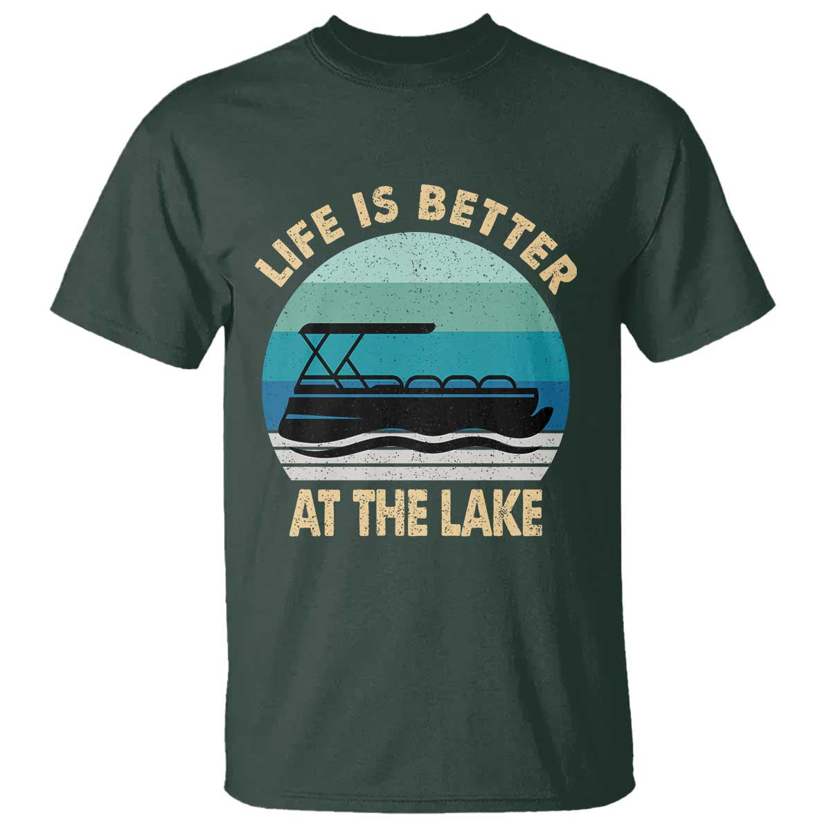 Funny Lake Life T Shirt Vintage Life is Better at The Lake Pontoon Boat - Wonder Print Shop
