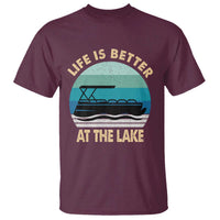 Funny Lake Life T Shirt Vintage Life is Better at The Lake Pontoon Boat - Wonder Print Shop