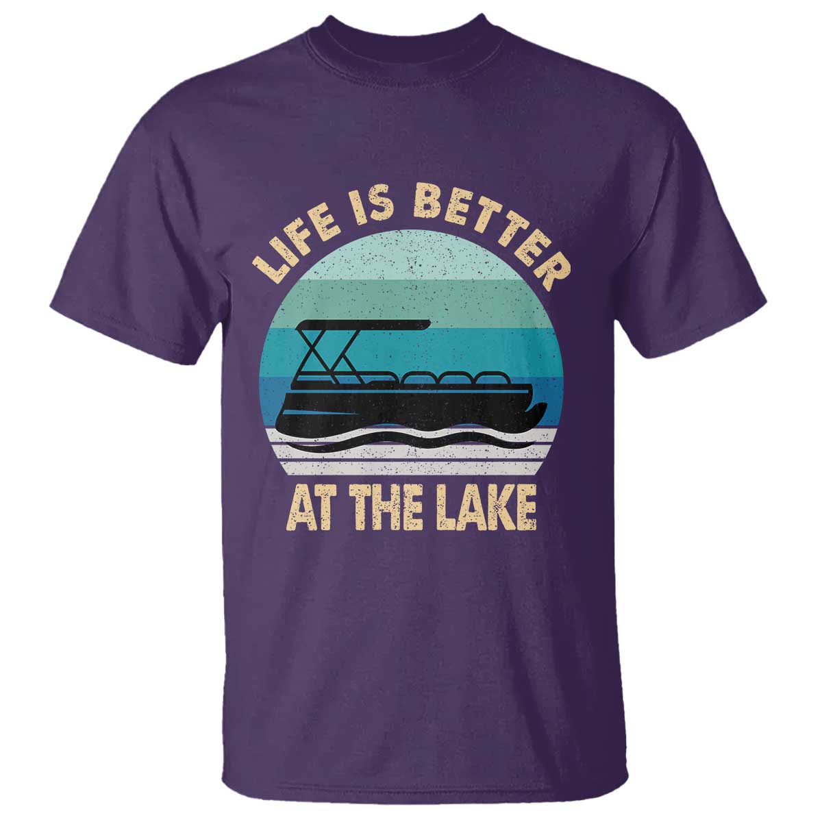 Funny Lake Life T Shirt Vintage Life is Better at The Lake Pontoon Boat - Wonder Print Shop