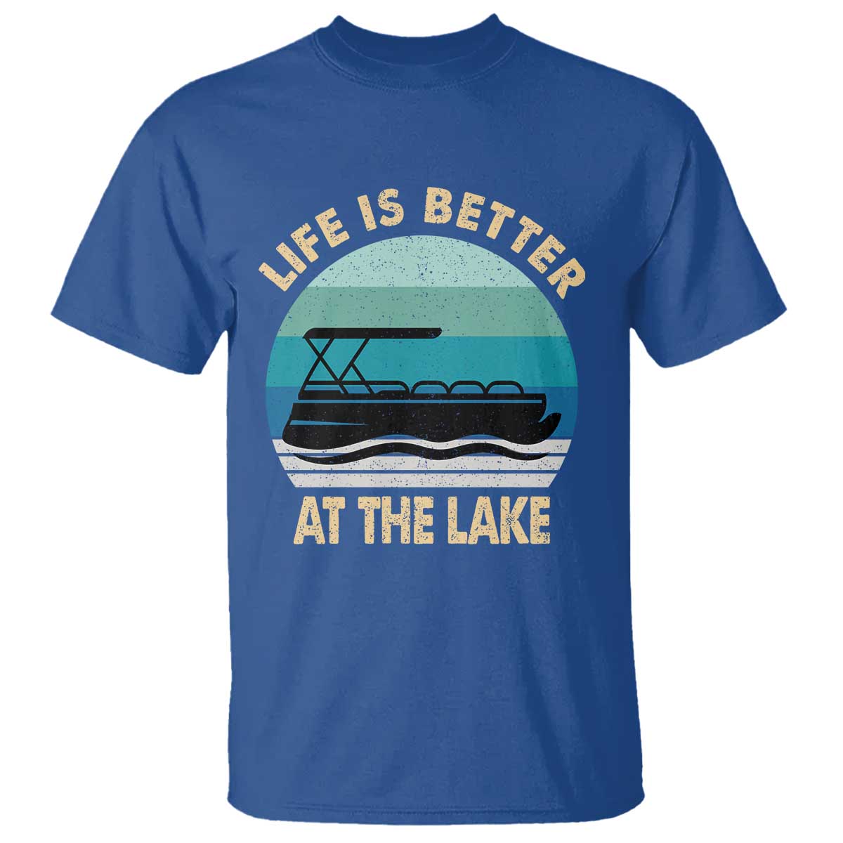 Funny Lake Life T Shirt Vintage Life is Better at The Lake Pontoon Boat - Wonder Print Shop