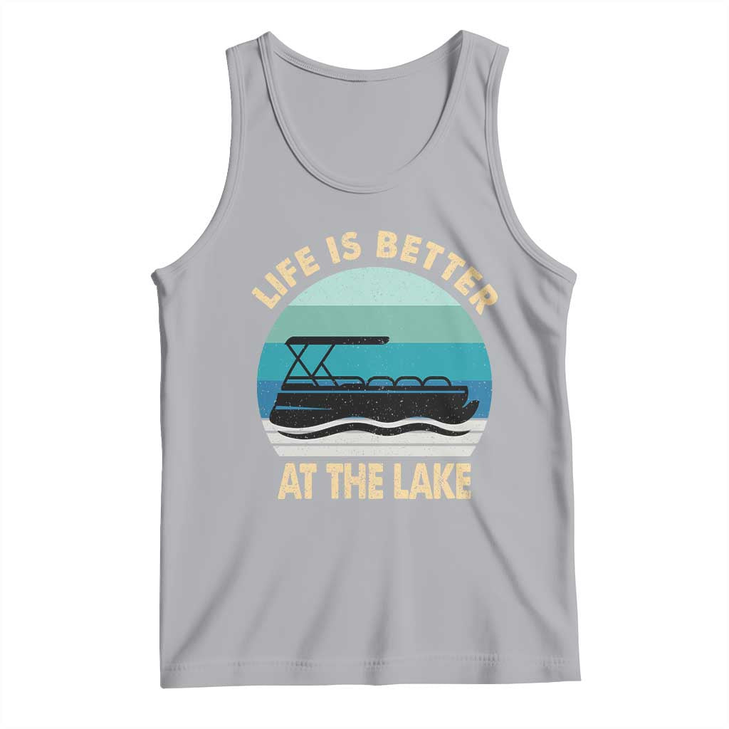 Funny Lake Life Tank Top Vintage Life is Better at The Lake Pontoon Boat - Wonder Print Shop