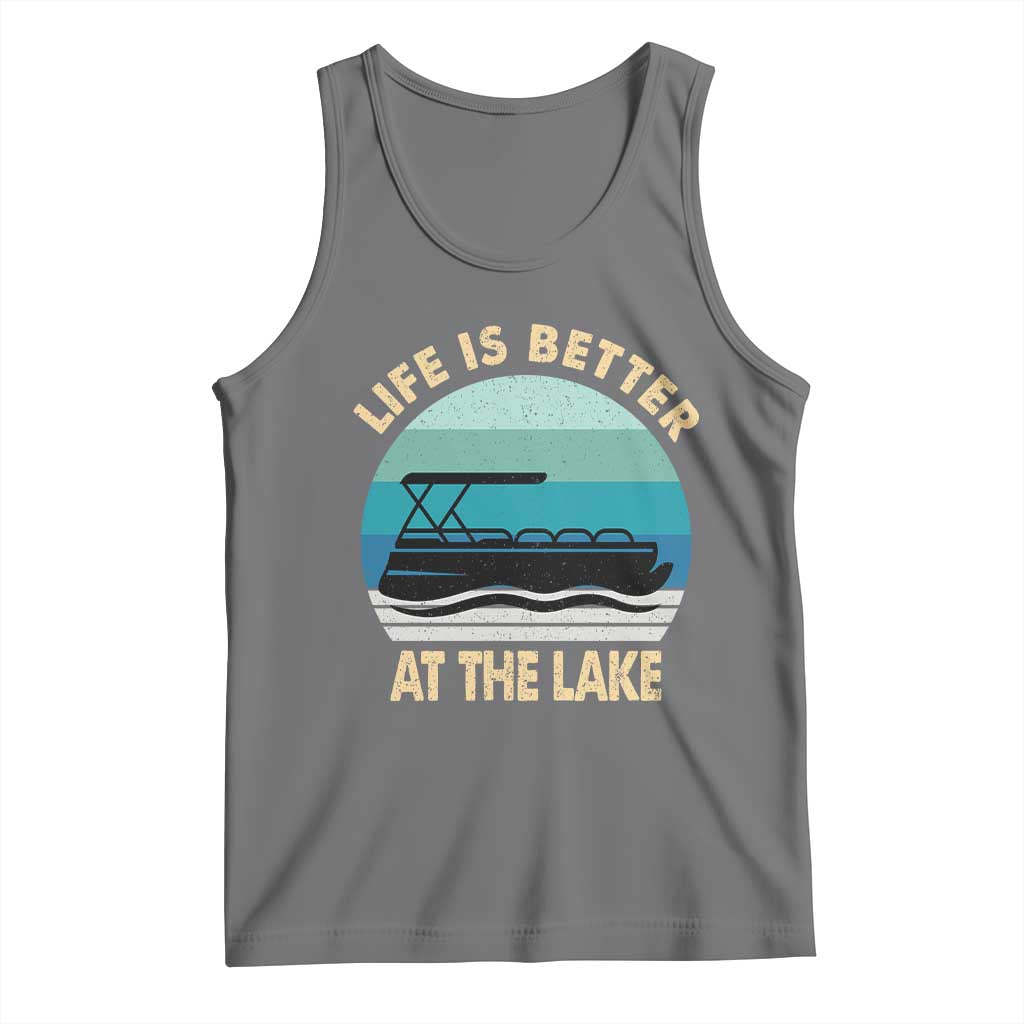 Funny Lake Life Tank Top Vintage Life is Better at The Lake Pontoon Boat - Wonder Print Shop