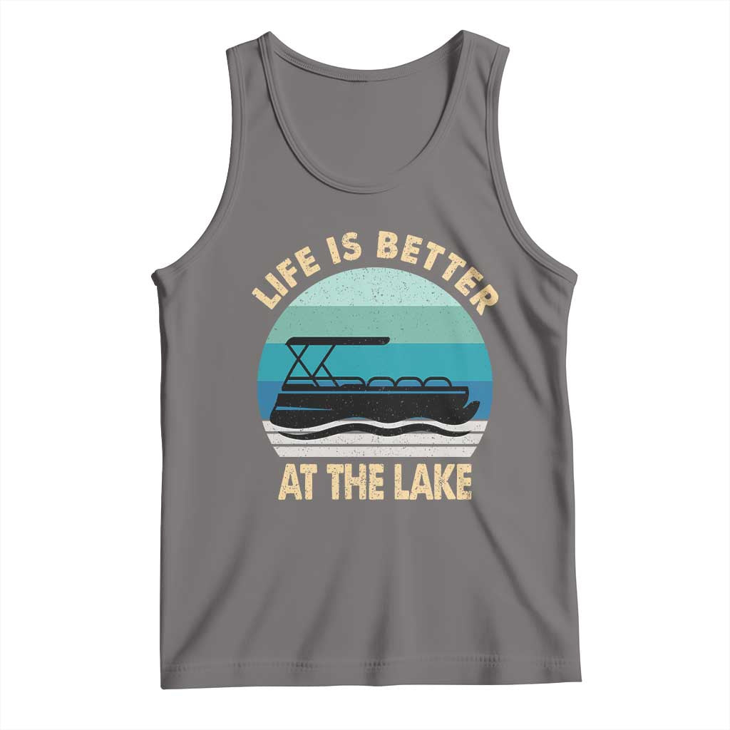 Funny Lake Life Tank Top Vintage Life is Better at The Lake Pontoon Boat - Wonder Print Shop