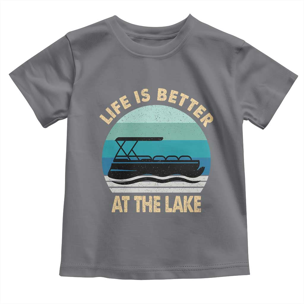 Funny Lake Life Toddler T Shirt Vintage Life is Better at The Lake Pontoon Boat - Wonder Print Shop
