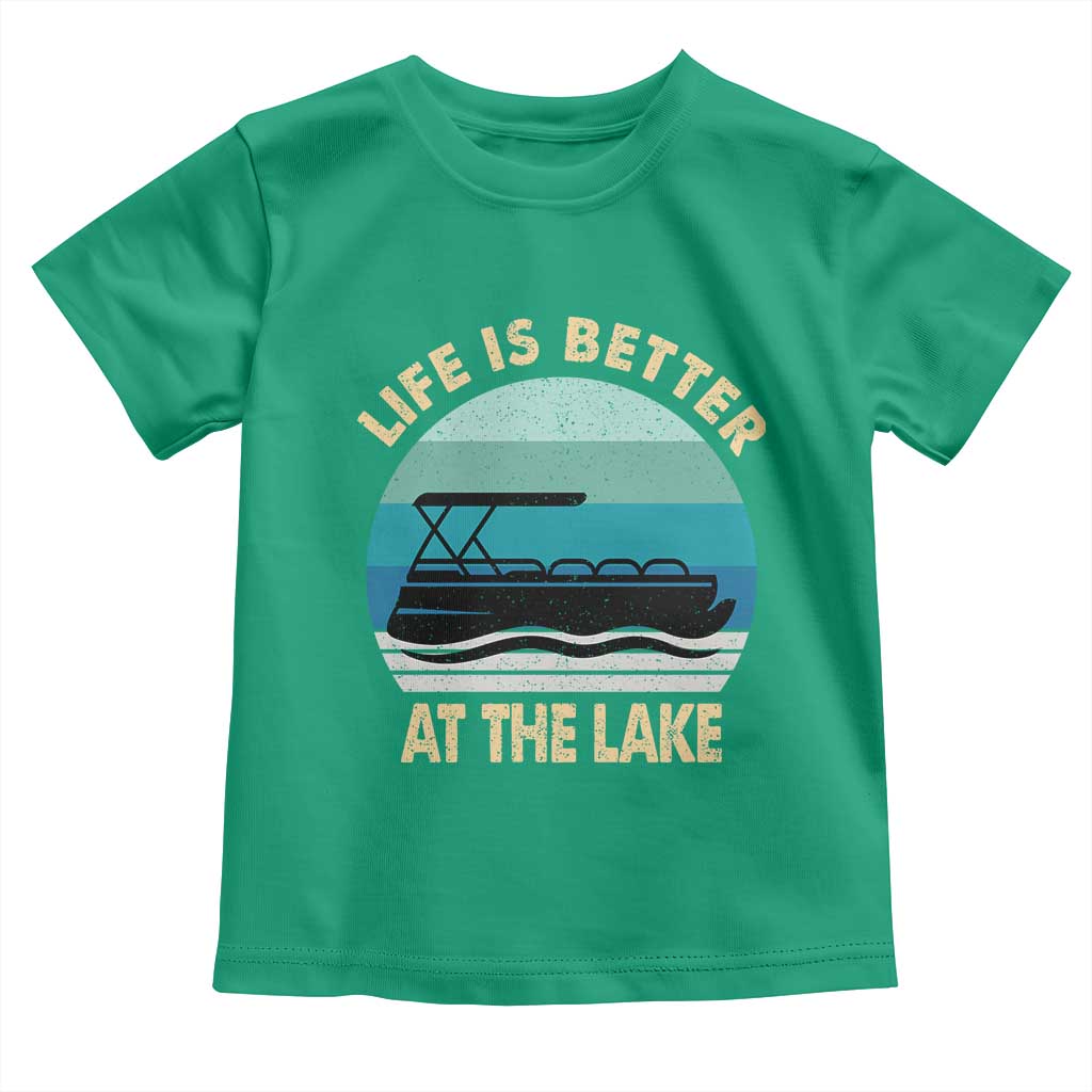 Funny Lake Life Toddler T Shirt Vintage Life is Better at The Lake Pontoon Boat - Wonder Print Shop
