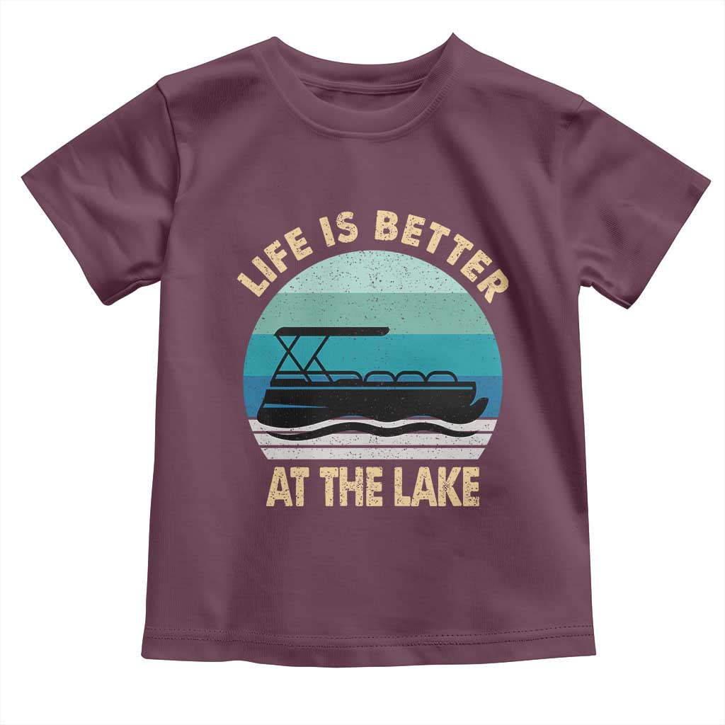 Funny Lake Life Toddler T Shirt Vintage Life is Better at The Lake Pontoon Boat - Wonder Print Shop