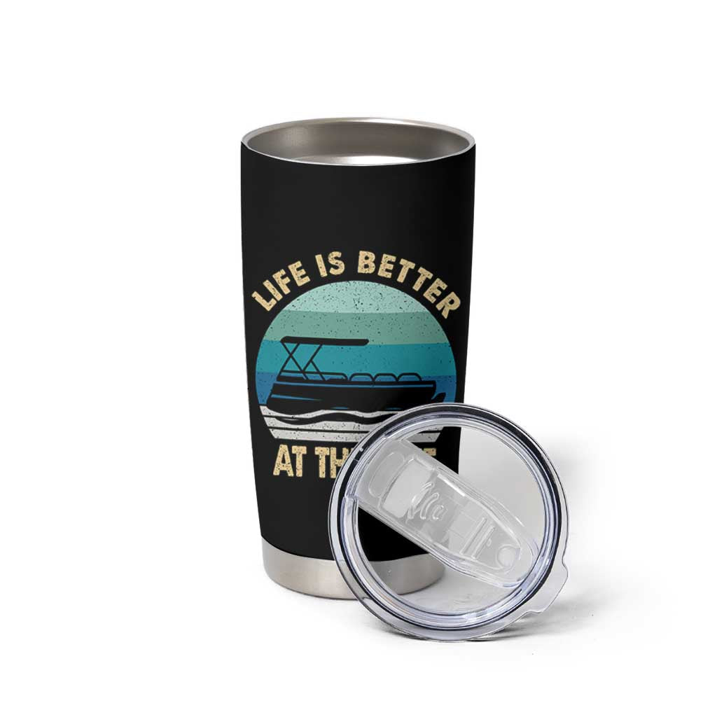 Funny Lake Life Tumbler Cup Vintage Life is Better at The Lake Pontoon Boat - Wonder Print Shop