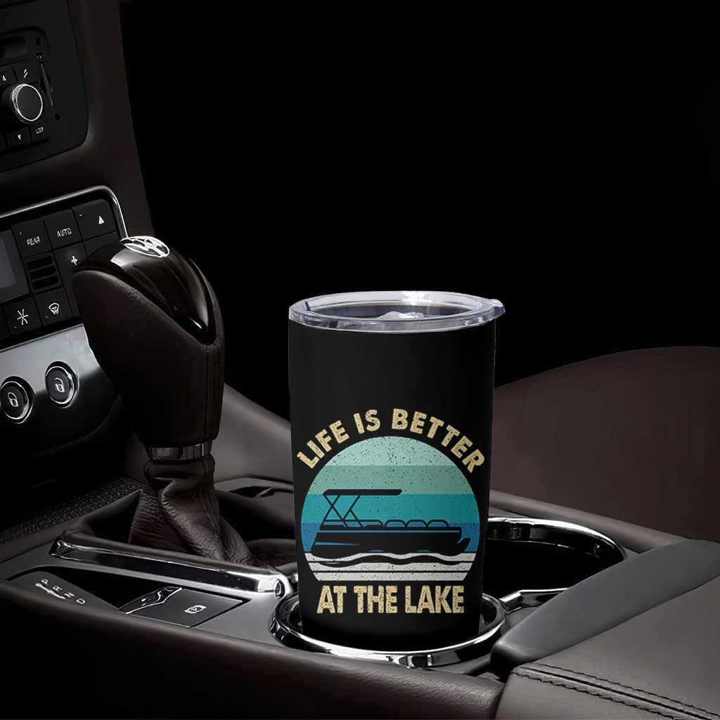 Funny Lake Life Tumbler Cup Vintage Life is Better at The Lake Pontoon Boat - Wonder Print Shop