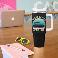 Funny Lake Life Tumbler With Handle Vintage Life is Better at The Lake Pontoon Boat - Wonder Print Shop