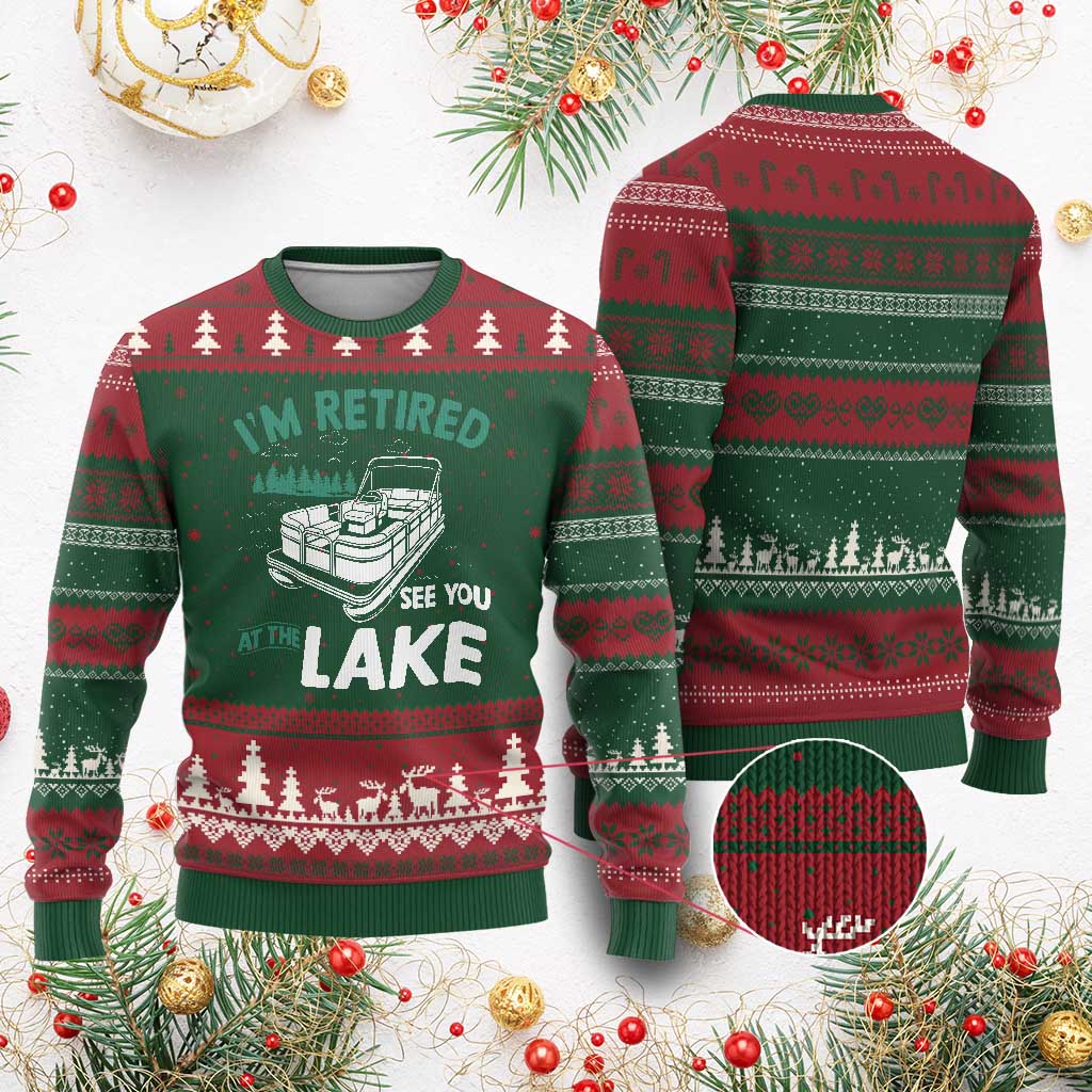 Im Retired See You At The Lake Ugly Christmas Sweater Funny Retirement Gifts Lake Lover Gifts - Wonder Print Shop