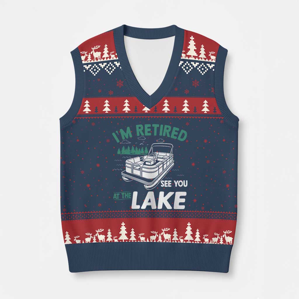 Im Retired See You At The Lake V-Neck Knit Sweater Vest Funny Retirement Gifts Lake Lover Gifts - Wonder Print Shop
