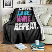 Funny Lake Life Throw Blanket Coffee Lake Wine Repeat - Wonder Print Shop