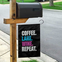 Funny Lake Life Garden Flag Coffee Lake Wine Repeat - Wonder Print Shop