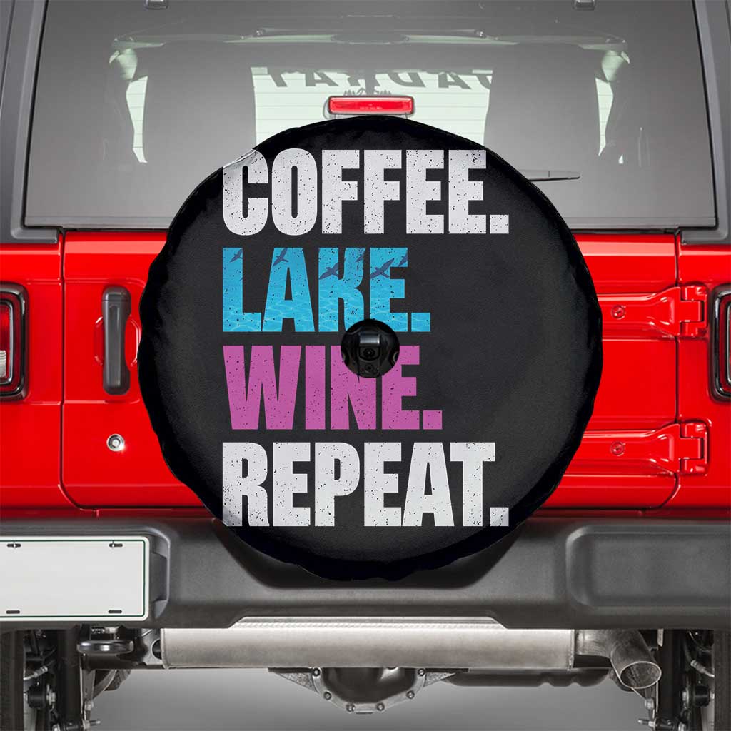 Funny Lake Life Spare Tire Cover Coffee Lake Wine Repeat - Wonder Print Shop