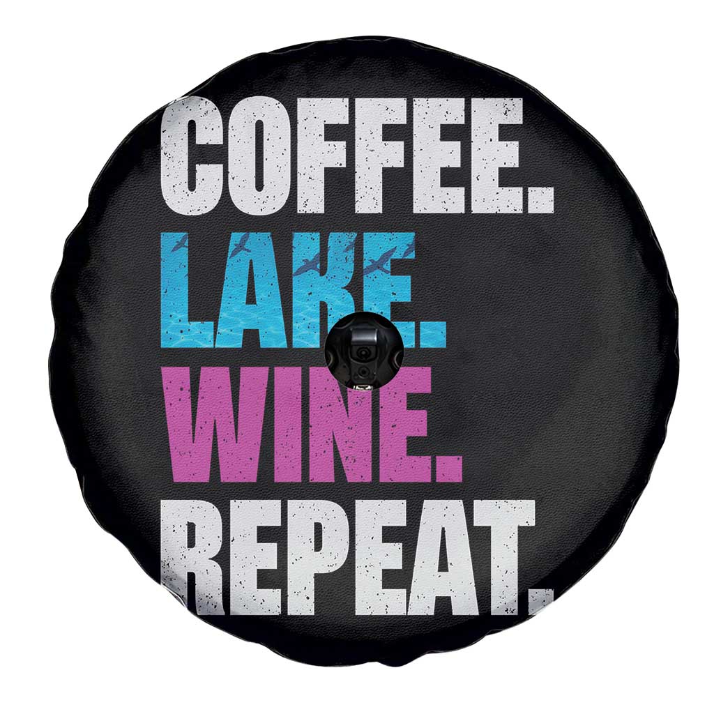 Funny Lake Life Spare Tire Cover Coffee Lake Wine Repeat - Wonder Print Shop