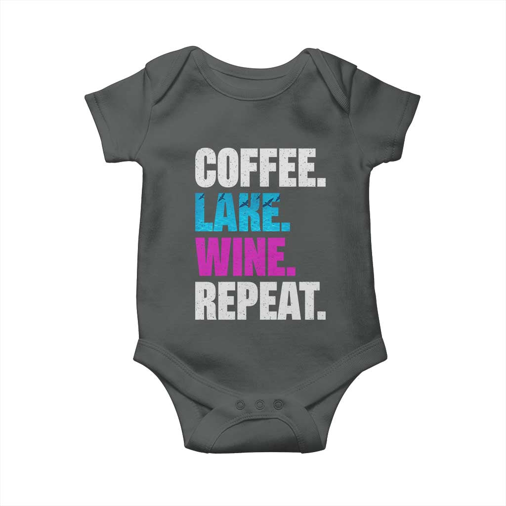 Funny Lake Life Baby Onesie Coffee Lake Wine Repeat - Wonder Print Shop