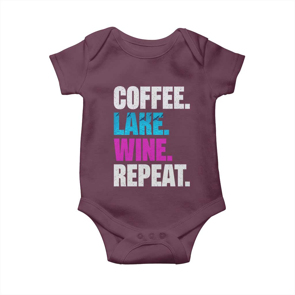 Funny Lake Life Baby Onesie Coffee Lake Wine Repeat - Wonder Print Shop