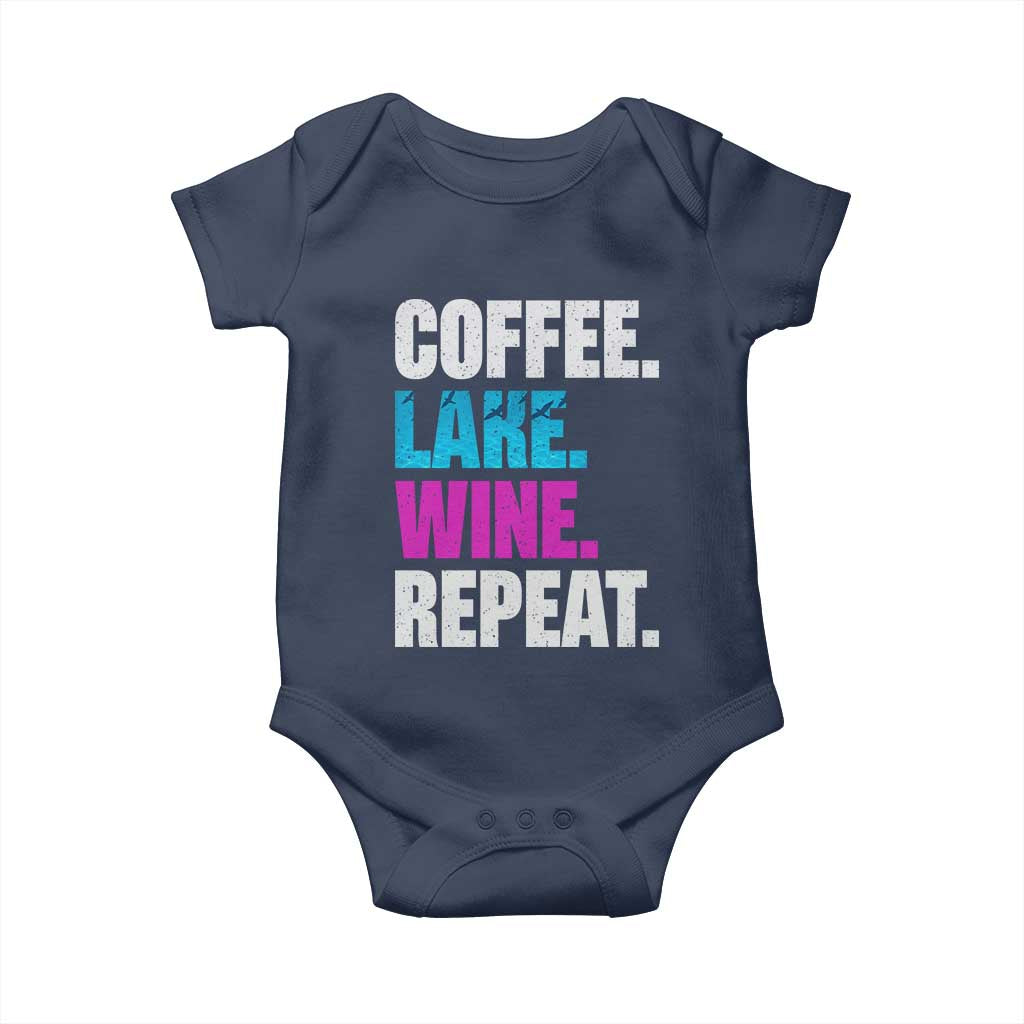 Funny Lake Life Baby Onesie Coffee Lake Wine Repeat - Wonder Print Shop