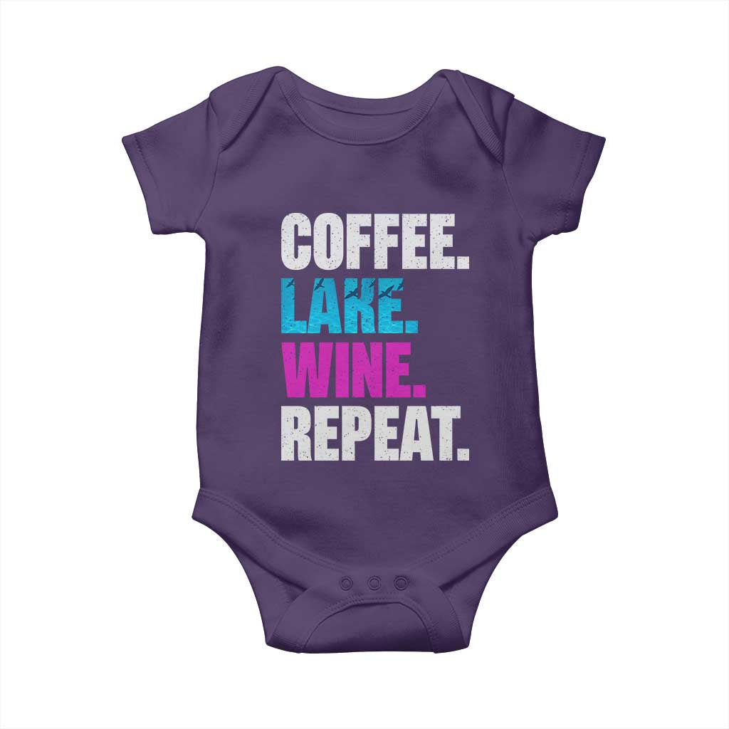 Funny Lake Life Baby Onesie Coffee Lake Wine Repeat - Wonder Print Shop