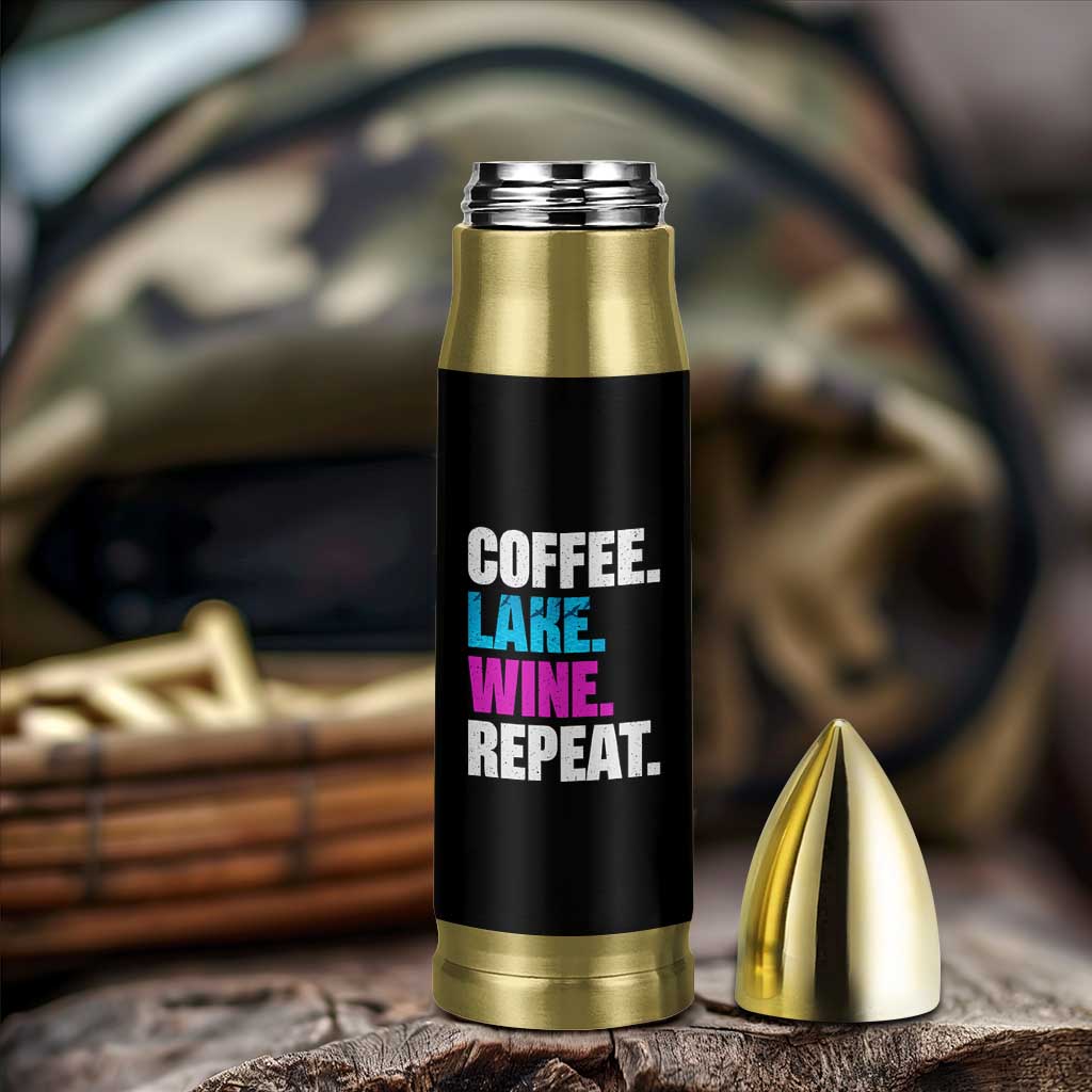 Funny Lake Life Bullet Tumbler Coffee Lake Wine Repeat - Wonder Print Shop