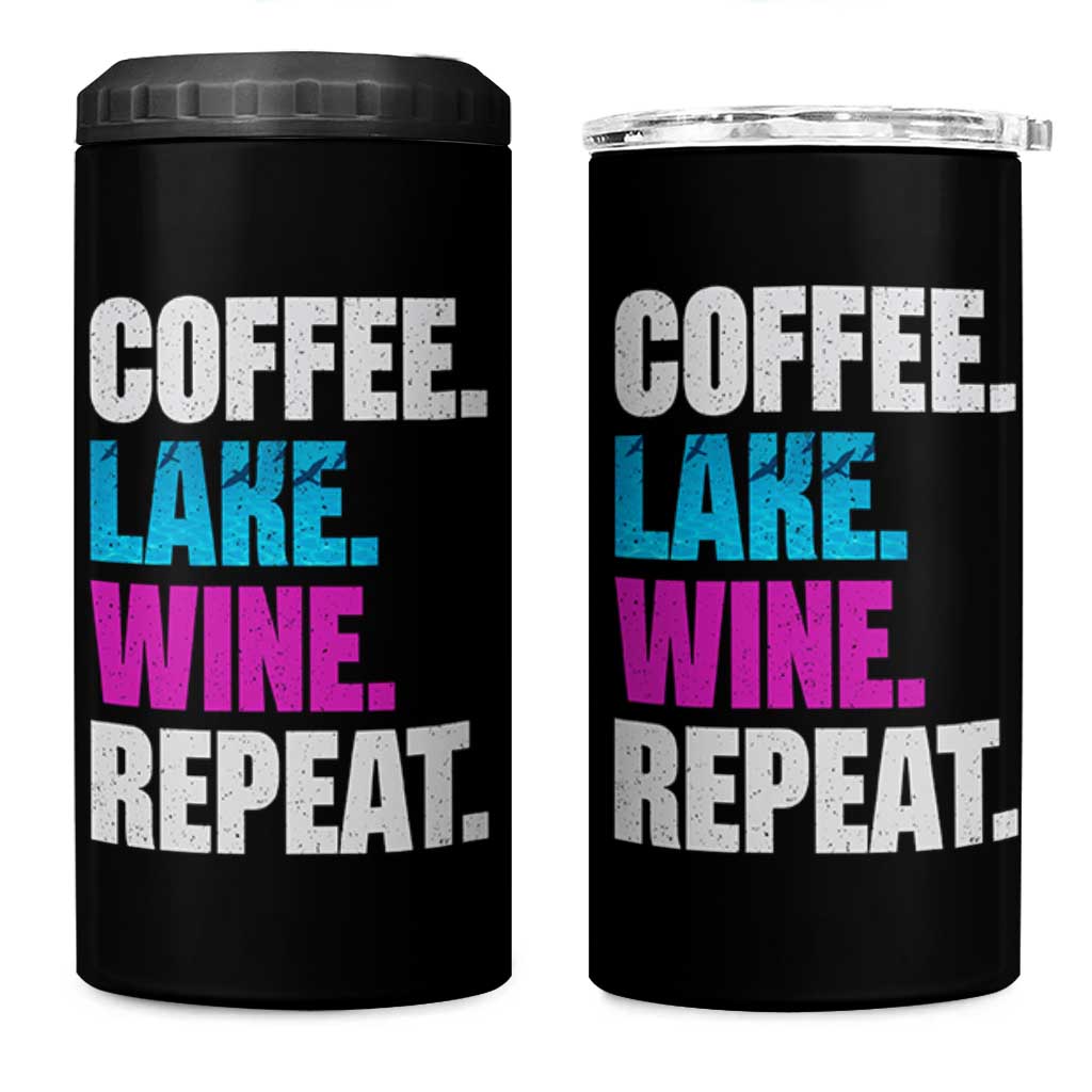Funny Lake Life 4 in 1 Can Cooler Tumbler Coffee Lake Wine Repeat - Wonder Print Shop