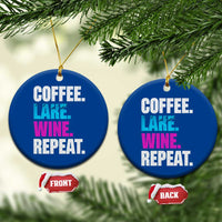 Funny Lake Life Ceramic Ornament Coffee Lake Wine Repeat - Wonder Print Shop