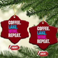 Funny Lake Life Ceramic Ornament Coffee Lake Wine Repeat - Wonder Print Shop