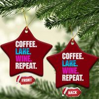 Funny Lake Life Ceramic Ornament Coffee Lake Wine Repeat - Wonder Print Shop