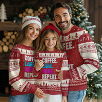 Funny Lake Life Ugly Christmas Sweater Coffee Lake Wine Repeat - Wonder Print Shop
