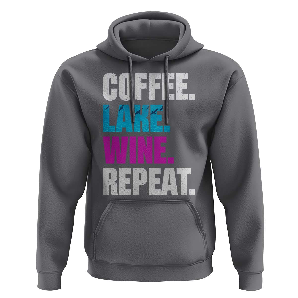 Funny Lake Life Hoodie Coffee Lake Wine Repeat - Wonder Print Shop