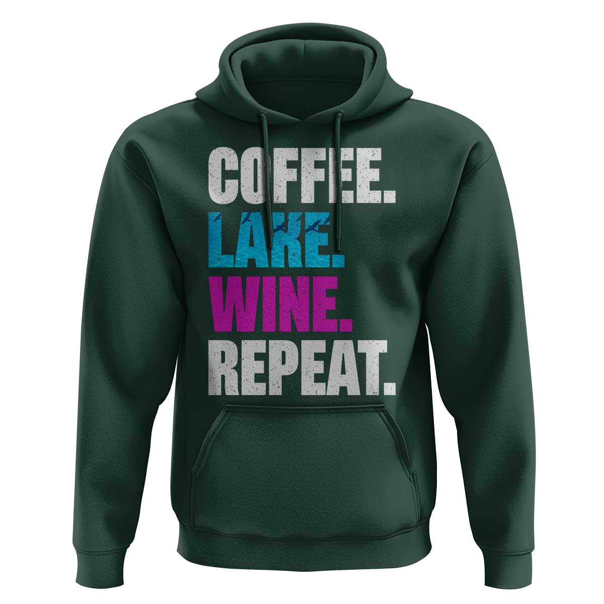 Funny Lake Life Hoodie Coffee Lake Wine Repeat - Wonder Print Shop