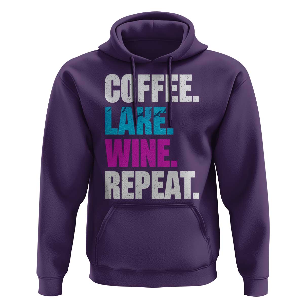 Funny Lake Life Hoodie Coffee Lake Wine Repeat - Wonder Print Shop