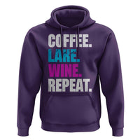 Funny Lake Life Hoodie Coffee Lake Wine Repeat - Wonder Print Shop