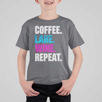 Funny Lake Life T Shirt For Kid Coffee Lake Wine Repeat - Wonder Print Shop