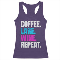 Funny Lake Life Racerback Tank Top Coffee Lake Wine Repeat - Wonder Print Shop