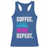 Funny Lake Life Racerback Tank Top Coffee Lake Wine Repeat - Wonder Print Shop