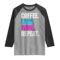 Funny Lake Life Raglan Shirt Coffee Lake Wine Repeat - Wonder Print Shop