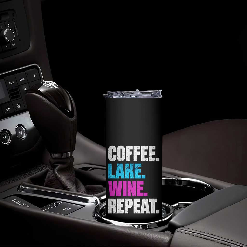 Funny Lake Life Skinny Tumbler Coffee Lake Wine Repeat - Wonder Print Shop