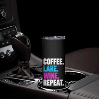 Funny Lake Life Skinny Tumbler Coffee Lake Wine Repeat - Wonder Print Shop