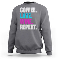 Funny Lake Life Sweatshirt Coffee Lake Wine Repeat - Wonder Print Shop