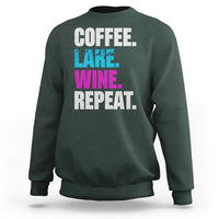 Funny Lake Life Sweatshirt Coffee Lake Wine Repeat - Wonder Print Shop