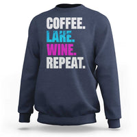 Funny Lake Life Sweatshirt Coffee Lake Wine Repeat - Wonder Print Shop